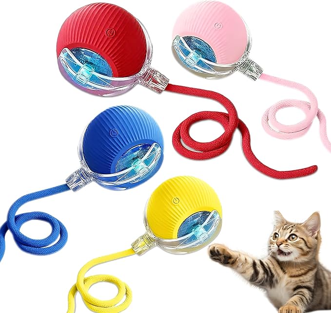 Cat Ball Toy,New Interactive Rolling Cats Dog Toy Balls 360° Smart Automatic Rolling Pet Ball, Fast Moving Toy for Dog,Interactive Toys for Cats (Blue)