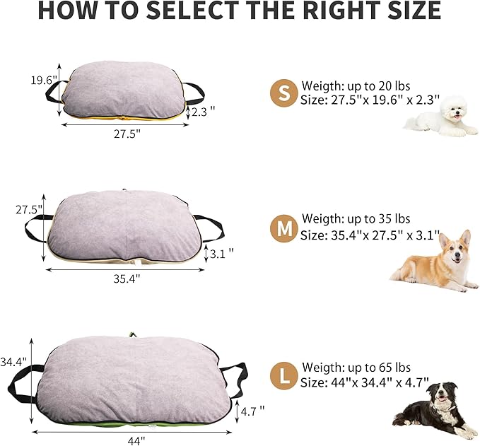 Portable Waterproof Dog Mat for Camping, Patio & Travel - Foldable Outdoor Dog Bed with Teflon Shell & Removable Plush Pad - Easy Clean, Durable - L (Lemon Yellow)