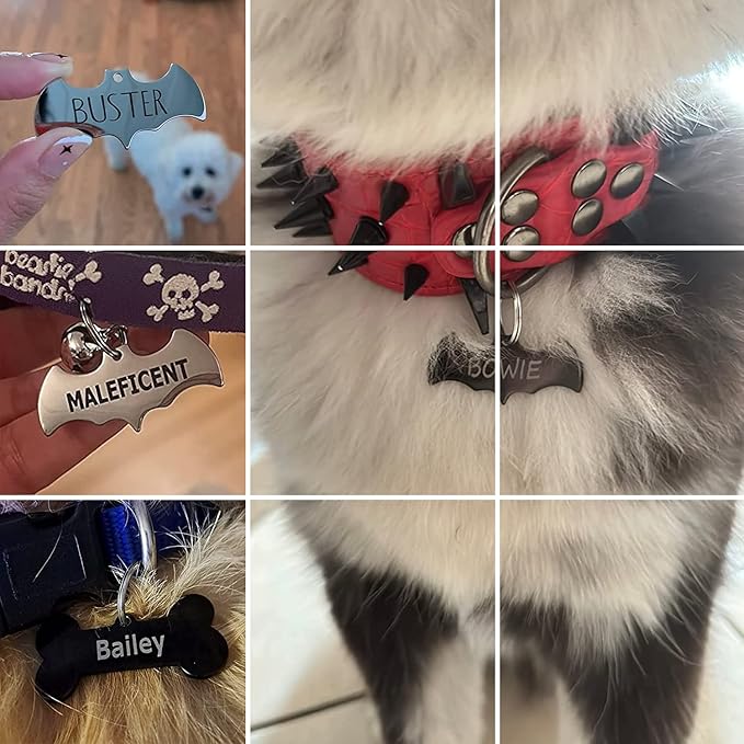 Premium 316 Surgical Grade Stainless Steel Personalized Dog & Cat ID Tags - Fun Shapes for Sporty Outdoor Pets - Custom Engraved Name & Info for Collar Accessories & Pet Necklaces Lighining