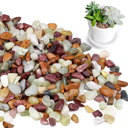 5lbs Pebbles for Indoor Plants, 3/8 Inch Small Rocks for Potted Plants, Succulents, Vase Fillers, Cactus Planters, Bird Bath, Fountain, Outdoor Garden Landscaping