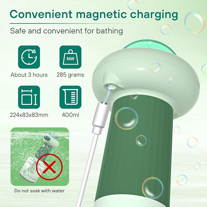 Dog Shampoo Dispenser, UFO Dog Shampoo Sprayer, Electric Foaming Shampoo Dispenser for Dog and Cat Washing, for Bathtub, Kitchen Sink, Bathroom Cleaning, Green