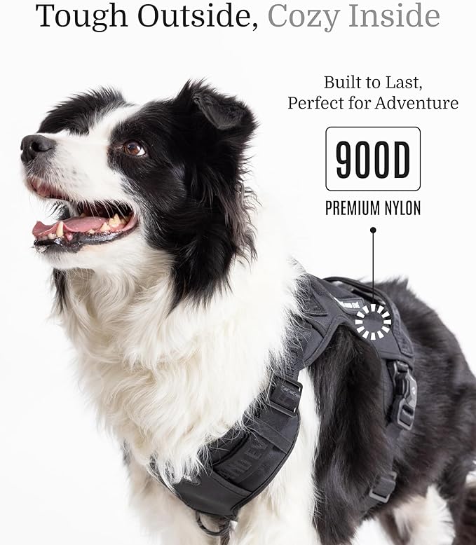 2025 New Edition, Fei & Eve MagEase Dog Harness - 3-Second Magnetic Buckles | 3-Point No-Pull Control | Heavy-Duty 900D Nylon | Dual Safety Handles | Breathable Mesh | Adjustable Fit | X-Large,Black