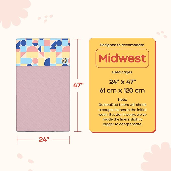 GuineaDad Premium Liner – Fleece Guinea Pig Cage Liner – Ultra-Plush Reusable Fleece Bedding with Waterproof Bottom – (Peach Pie)