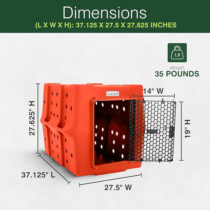 Dakota 283 Crate - Canine Rough and Tough Economy Kennel (Orange, Large)