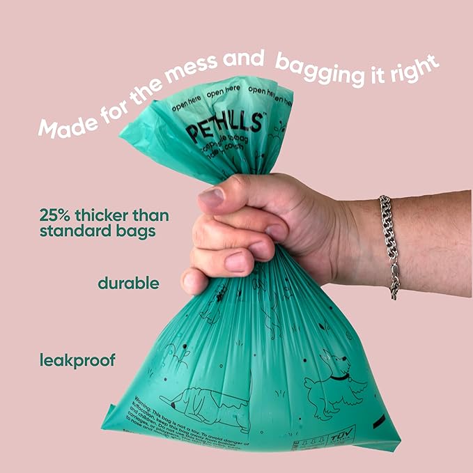 Compostable Dog Poop Bags – 120 Count Refill Rolls, TÜV OK Compost HOME Certified, Plant-Based Materials, Leakproof, Unscented, Extra Thick, Fits All Dispensers