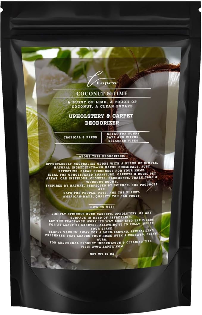 Coconut & Lime Carpet Freshener Powder: Powerful Odor Eliminator for Home, Upholstery Deodorizer, Carpet Deodorizer, Pet Urine, Cat Litter Box - Coconut Lime Verbena Fragrance