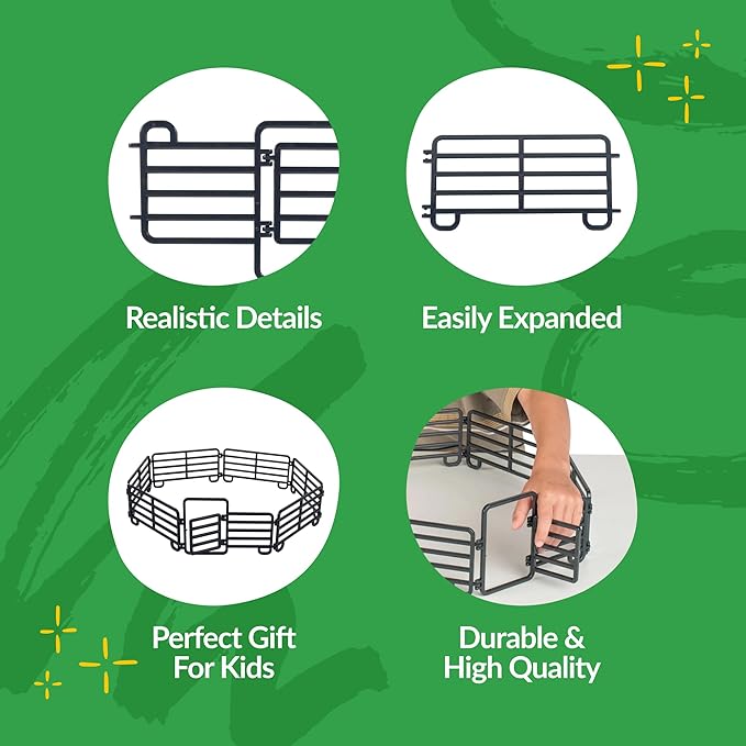 Big Country Toys 7-Piece Corral Fence Panel Set - 1:20 Scale - Farm Toys - Toy Fence Panels