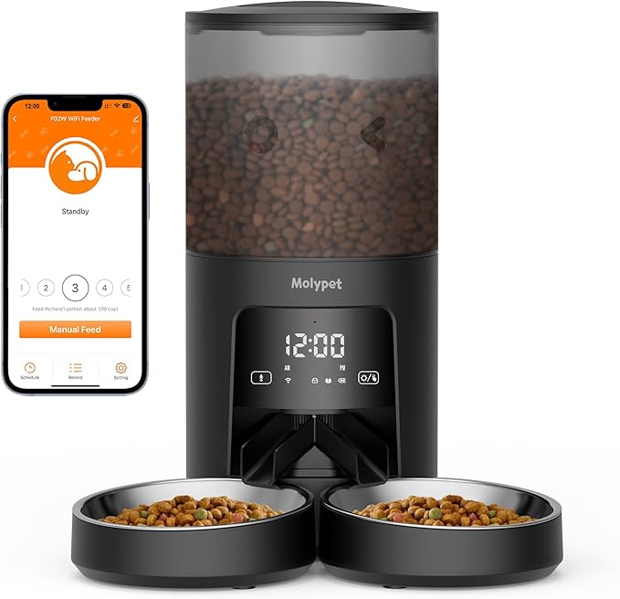 Automatic Cat Feeder 2 Cats - 5G WiFi Pet Feeder with APP Control, 6L Dry Food Dog Feeder with Blockage Alarms, 1-10 Meals Per Day