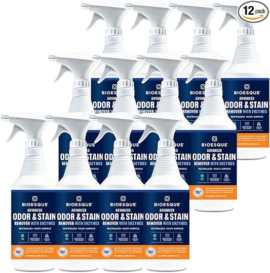 Bioesque Advanced Odor & Stain Remover with Enzymes, 32 Fl Oz (Pack of 12)