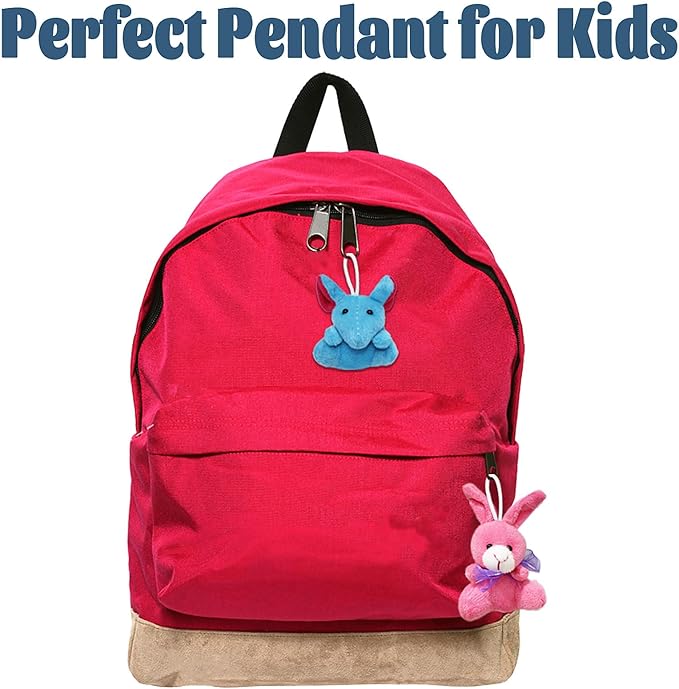 24 Packs Mini Plush Animals Toys, Animals Keychain Charms for Kids, Small Stuffed Animal Bulk for Kids, Easter Party Favors, Easter Basket Stuffers, Carnival Prizes, School Gifts