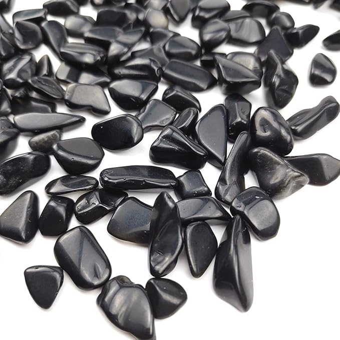 WAYBER 2 Lbs/920g Black Obsidian Quartz Crystal Stones Irregular Decorative Rocks Aquarium Pebbles Gravels for Fish Turtle Tank/Succulent Plants/Air Plants Decoration (Fill 2 Cups)
