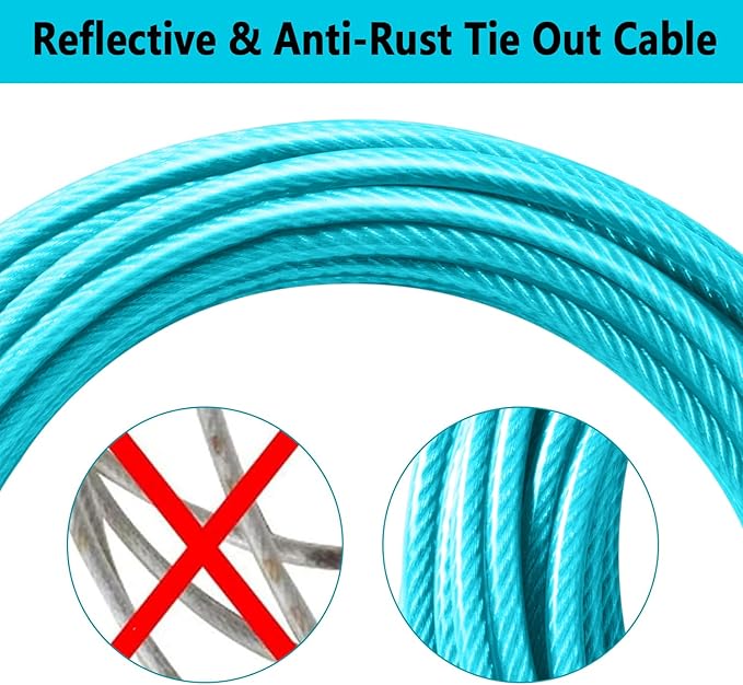Dog Tie Out Cable 30FT-500Lbs,Heavy Duty Dog Leads Line for Yard with Swivel Hook,Medium Large Dogs Leash&Chains for Outside,Rust Chew Proof Dogs Run Cable for Outdoor Camping (Teal, 30FT)