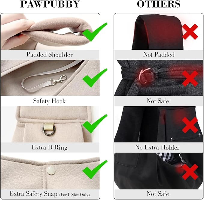 Dog & Cat Carrier Sling, Adjustable Soft Padded Shoulder Puppy Carrier, Hands-Free Dog Carrier Bag with Double Safety Buckles Premium Material for Outdoor Travel (Apricot, M)