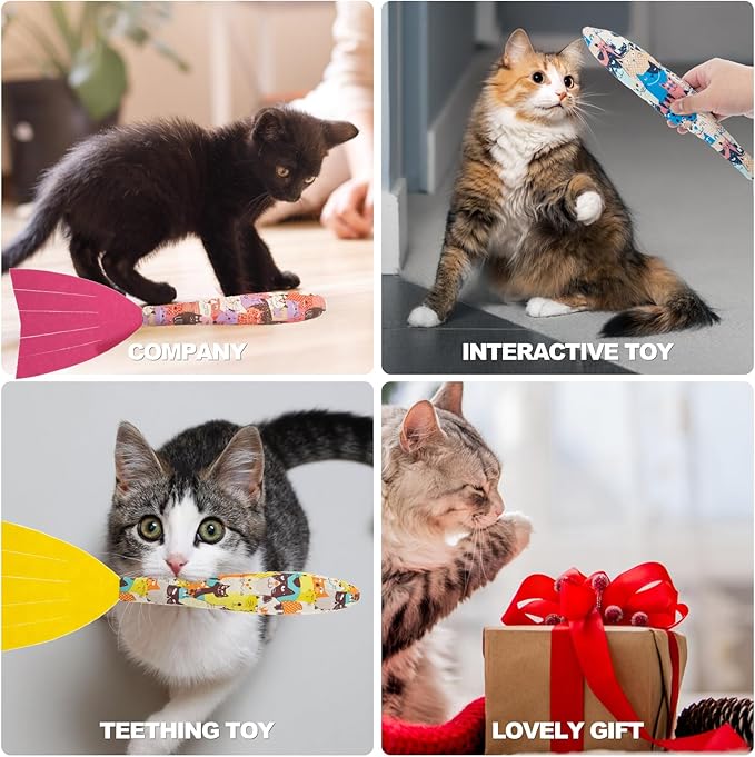 BINGPET 6 Pcs Catnip Toys for Cats,Interactive Cat Toy for Bored Indoor Kitten Adult Cats,Cat Fish Toy Filled with Natural Catnip,Cute Crinkle Cat Toy Kitten Toys Cat Chew Kicker Toy for All Breeds