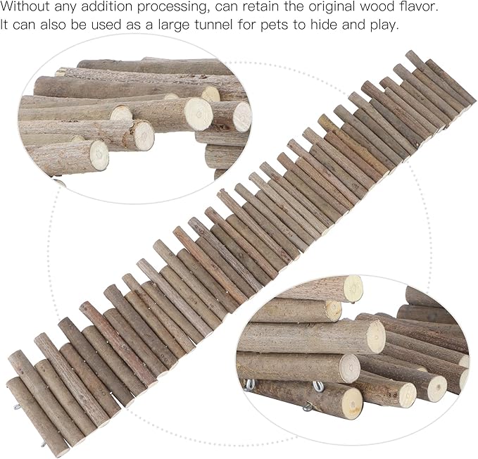 Ejoyous Hamster Wooden Bridge, Wood Ladder Hamster Fence Hideout Cage Bedding Climbing Toys for Syrian Hamsters Gerbil Small Animals (60CM Fence)