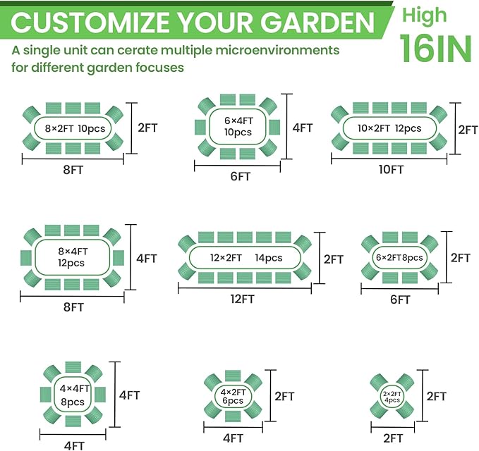 FRIZIONE 2pcs 9 in 1 Tall 8x2ft Galvanized Raised Garden Bed Outdoor,Steel Garden Bed for Vegetables,Above Ground Garden Box for Flower,Metal Raised Beds for Gardening