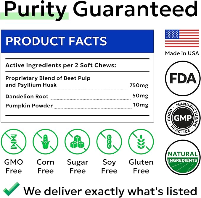 BARK&Spark Dog Anal Gland Treatment Chews - AnalGland Support Supplement - Stop Scoot & Reduce Odor with Prebiotics & Digestive Enzymes - Bacon Flavor, 120 Treats