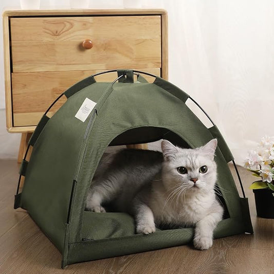 Cat Tent – Lightweight & Breathable Waterproof Shelter Designed for Indoor/Outdoor Adventures, Giving Your pet Safe Outdoor Exploration Joy. (Olive Drab, 13.8×13.8 in)