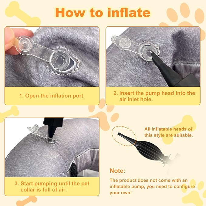 Dog Cone Collar with Enhanced Anti-Licking, Inflatable Dog Cone After Surgery, Adjustable Size with Soft Padding for Small Medium Large Dogs - M