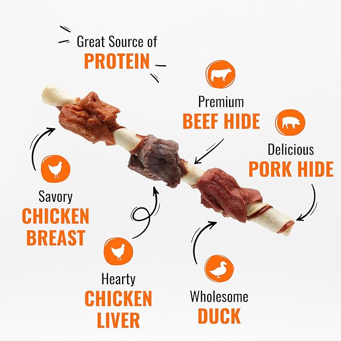 Good'n'Fun Triple Flavored Rawhide Kabobs for Dogs 3 Pound (Pack of 4)