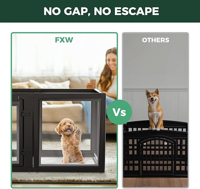 FXW AuraSpace Acrylic Indoor Unleashed Dog Playpen for Puppies and Small Dogs, 24 Inch, 16 Panels, Black
