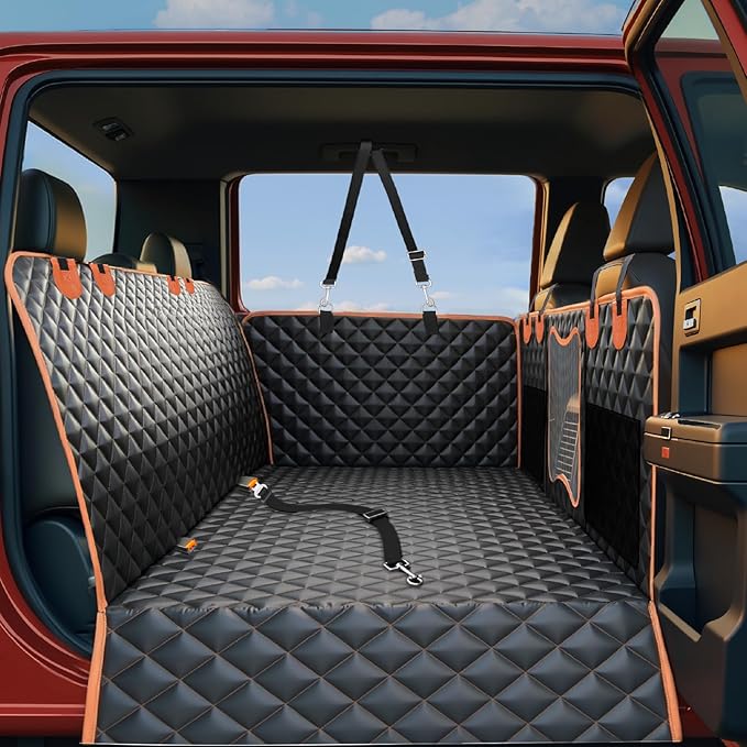 Back Seat Extender for Dogs,Dog Car Seat Cover for Back Seat with Hard Bottom Holds 500 lbs,Car Seat Protector,Waterproof Extender for Dogs,Dog HammockPet Bed for Full-Size Cars,SUVs, Small Trucks