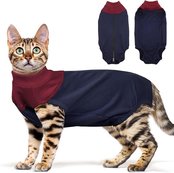 Cat Recovery Suit Female, Breathable Onesie After Surgery Female for Abdominal Wounds or Skin Diseases, Anti-Licking Full Body Cat Surgery Recovery Suit, E-Collar Alternative Wear