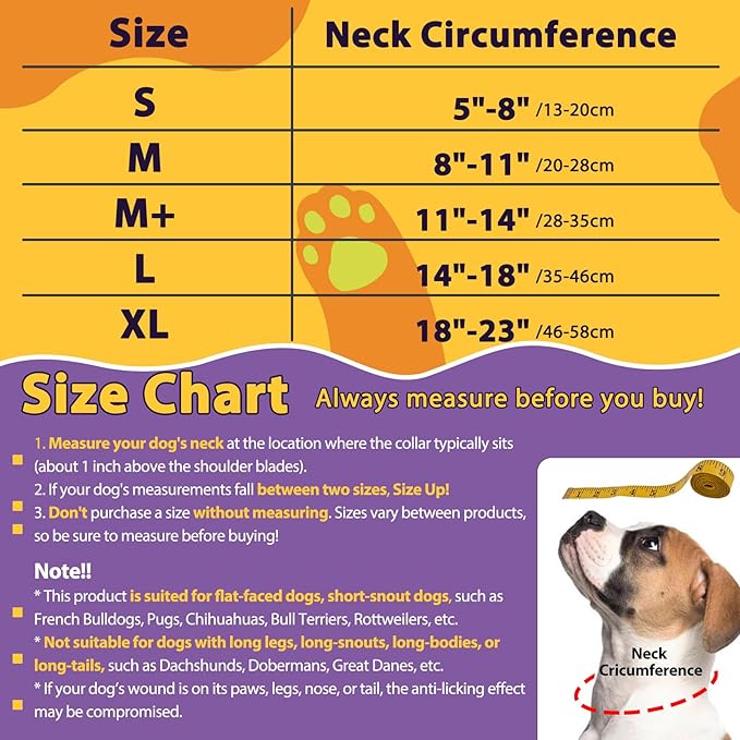 Crazy Felix Crazy Felix Soft Donut Cone for Dogs to Stop Licking, Bulldog Recovery Collar After Surgery Inflatable Cone Alternative for Small Medium Large Dogs, Elizabethan Collar with Boxer Pattern