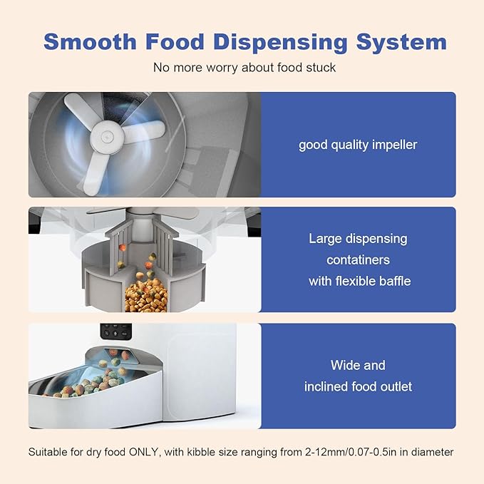 Automatic Cat Feeder, 6L Cat Food Dispenser with 10s Voice Recorder, Pet Feeder up to 8 Meals per Day, Timed Feeder with Dry Food Sealed Ring (Jade White, 6L)