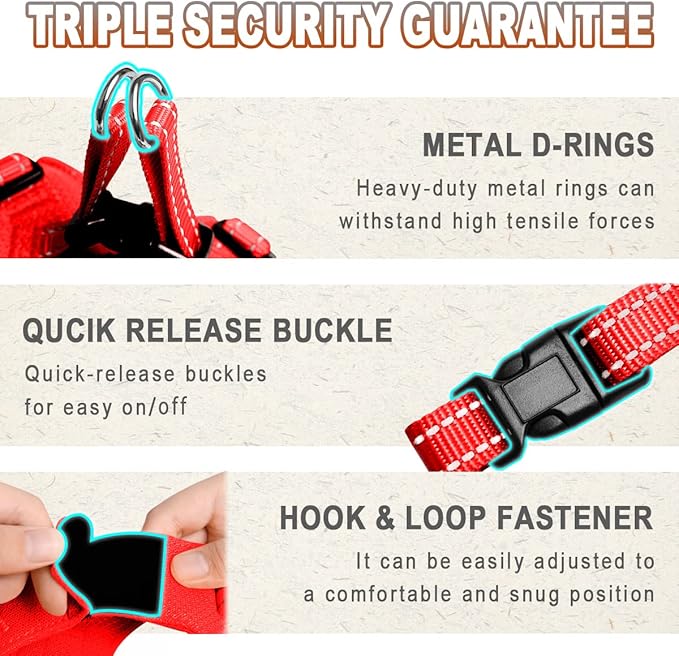 Dog Harness Step in Dog Vest Harness, Reflective Adjustable Puppy No Pull Harness Breathable Soft for Small and Medium Dogs Cats, Red, XXS
