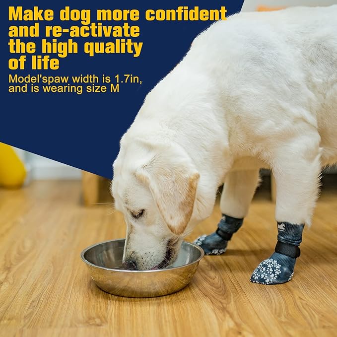 EXPAWLORER Anti Slip Dog Socks to Prevent Licking Paws, Dog Shoes for Hot Pavement, Dog Booties for Small Medium Large Senior Dogs, Traction Control Dog Boots & Paw Protectors for Hardwood Floors