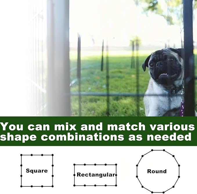 Dog Playpen,24 32 40 48 in(H) Pet Fence Outdoor for Rv Camping,Garden Fence Large Animal Barrie for Yard,11Ft(L)-56Ft(L) Black Metal Temporary Fencing