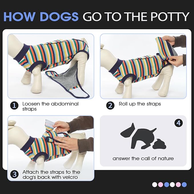 FUAMEY Recovery Suit for Dogs After Surgery,Soft Breathable Dog Bodysuit E-Collar & Cone Alternative Surgical Suit,Male Female Dog Neuter Spay Suits Anti Licking Wounds Onesie Dark Blue Stripes XL