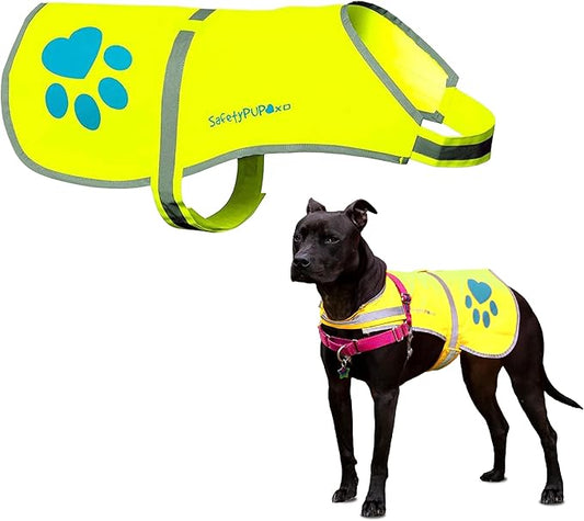Dog Reflective Vest – Hi-Vis Fluorescent Visibility That Helps to Safeguard Your Pet On/Off Leash in Urban & Rural Areas (Yellow, X-Large)