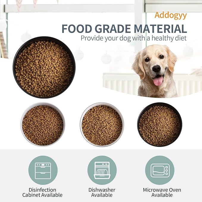 Dog Bowl Ceramic for Medium Large Breeds, Heavy Weighted Dog Food Water Feeder Dish, Non - Slip Modern Cute Extra Big Porcelain 8 in Pet Dog Bowl Maze Grey White