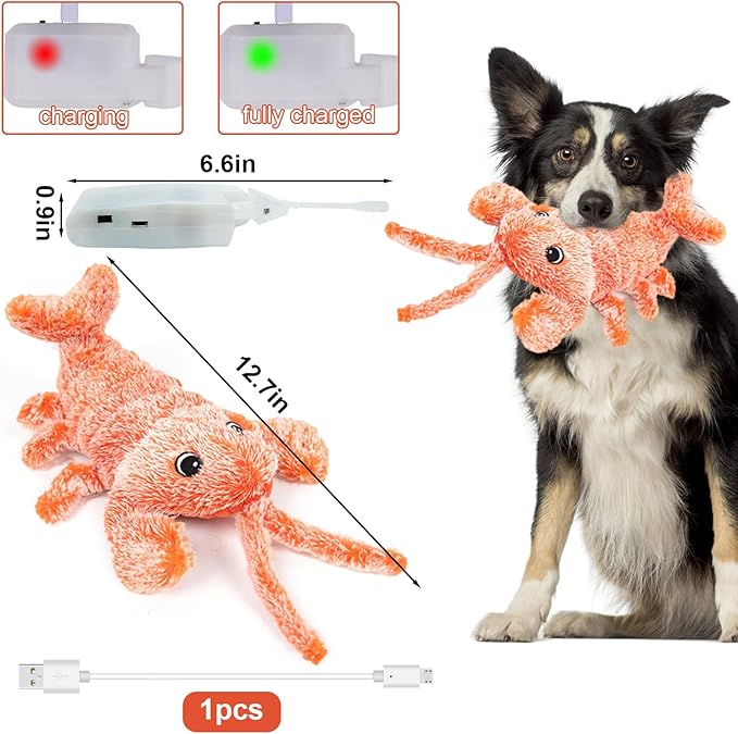 BABORUI Dog Toys, Interactive Dog Toys to Keep Them Busy, Wiggly Lobster Dog Toy for Boredom, Rechargeable Moving Dog Chew Toys for Small/Medium/Large Dogs/Puppy Toys
