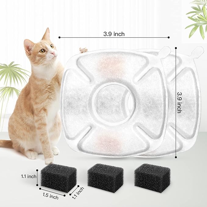 20 Pcs Cat Water Fountain Replacement Filters-10 Pack Water Fountain Filters 10 Pack Pre-Filter Sponges, pet fountain replacement filters Fit for 95oz/2.8L Cat Pet Fountain