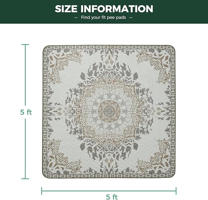 FXW Washable Pee Pads for Dogs, Puppy Pads with Super Absorbent, Specifically Designed for FXW Rollick/Homeplus 24 inch 8 Panels Dog Playpen, 63" Square, Boho, 1 Pack