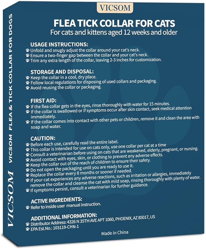 Flea and Tick Collar for Cats - 4 Pack, 32 Month Protection Treatment, Waterproof, Natural Prevention, Adjustable for Cats & Kittens (Black)