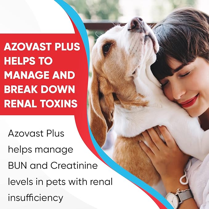 Azovast Plus Kidney Health Supplement for Dogs & Cats, 240ct - NO Refrigeration Required - Help Support Kidney Function & Manage Renal Toxins - Renal Care Supplement Capsule(U.S.A) (240 Caps)