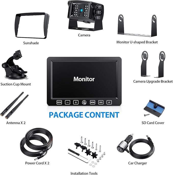 Digital Wireless Backup Camera System Kit,HD 1080P & IP69 Waterproof Wireless Reverse Rear View Camera + 7’’ DVR Split Touch Monitor, Recording for RV/Truck/Trailer/Motorhome-ZEROXCLUB B701