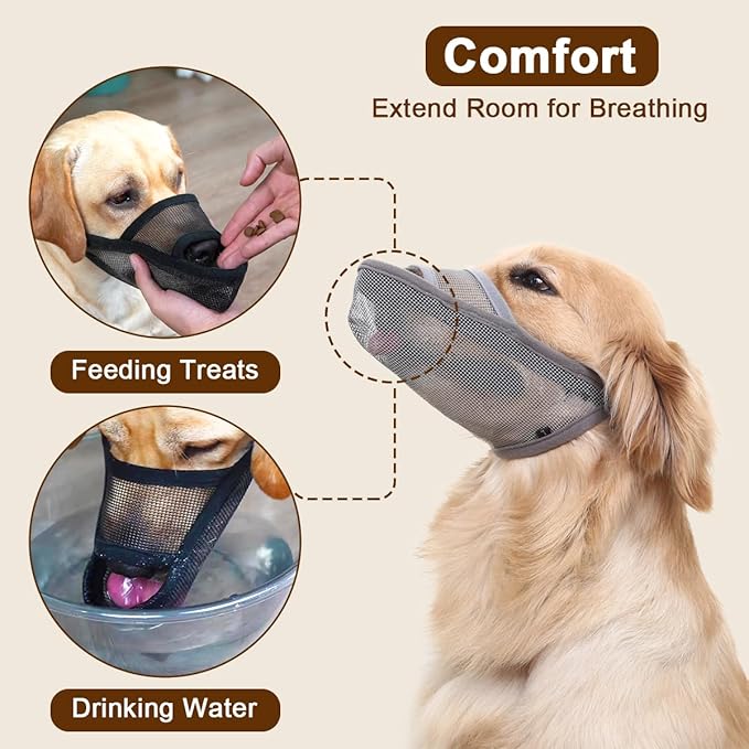 Crazy Felix Nylon Dog Muzzle for Small Medium Large Dogs Poodle Labrador Golden Retriever Doberman, Air Mesh Breathable and Drinkable Pet Mouth Guard for Anti-Biting Chewing Scavenging(Black,M)