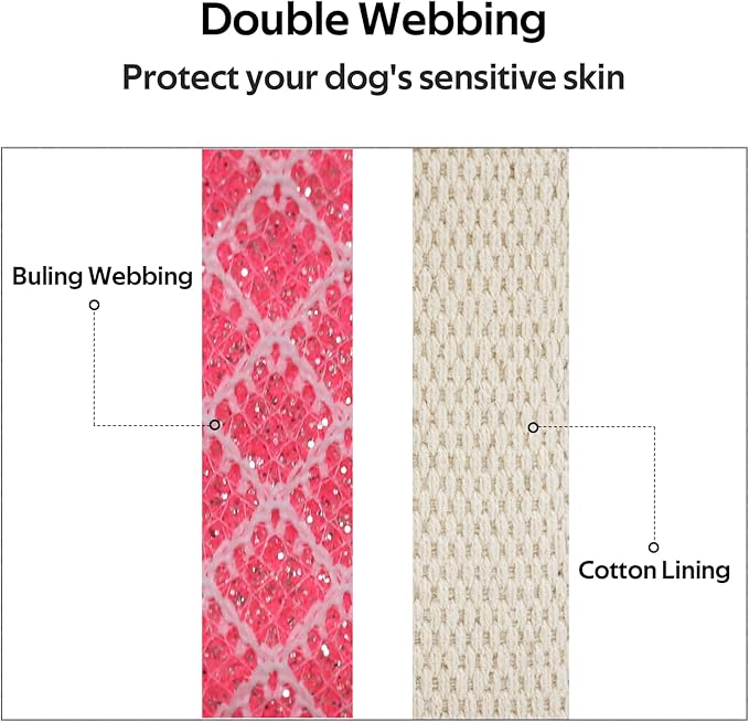 Dog Collar with Waterproof AirTag Holder & Anti-Lost QR Code, Cute Bling Warpping Adjustable Width for Small Medium Large Pet (Red, L)