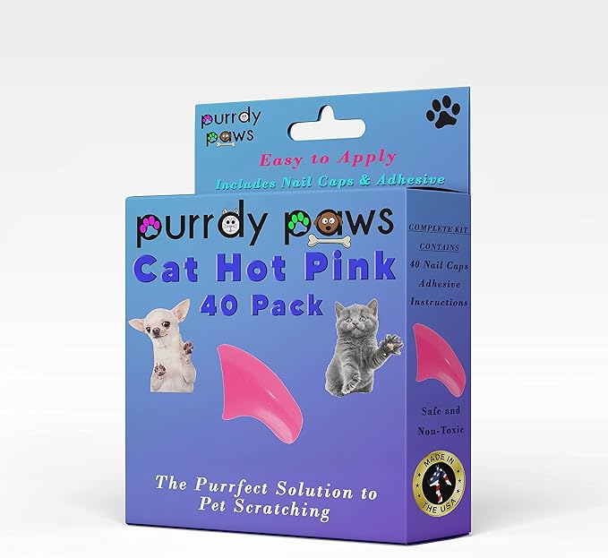 40 Pack Soft Nail Caps for Cat Claws HOT Pink Large