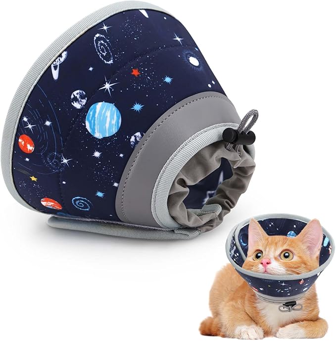 Cat Cone Collar Soft, Comfortable Cat Recovery Collar Pet Cone for Small Large Cats, Lightweight Elizabethan Collar for Cats Kittens After Surgery Prevent from Licking Wounds, Star, S