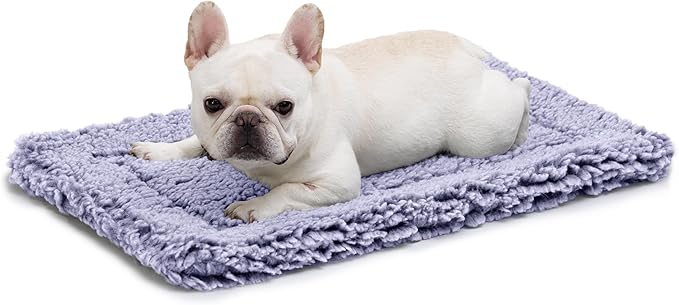 Stoutwool Indestructible Dog Bed - Fluffy Chew Proof Dog Crate Pad - Tough Kennel Pad for Aggressive Chewers - Washable, Ideal for Medium Breeds & Fits 30-Inch Crate - 29"x18", Jacaranda