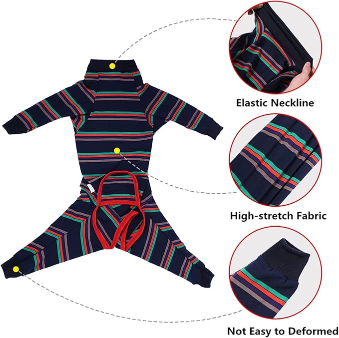 Dog Recovery Suit, Abdominal Wound After Surgery Wear, Prevent Licking Wounds, E-Collar & Cone Alternatives, Long Sleeve Postoperative Shirts Dog Pajamas Prevent Shedding(Large, Blue)