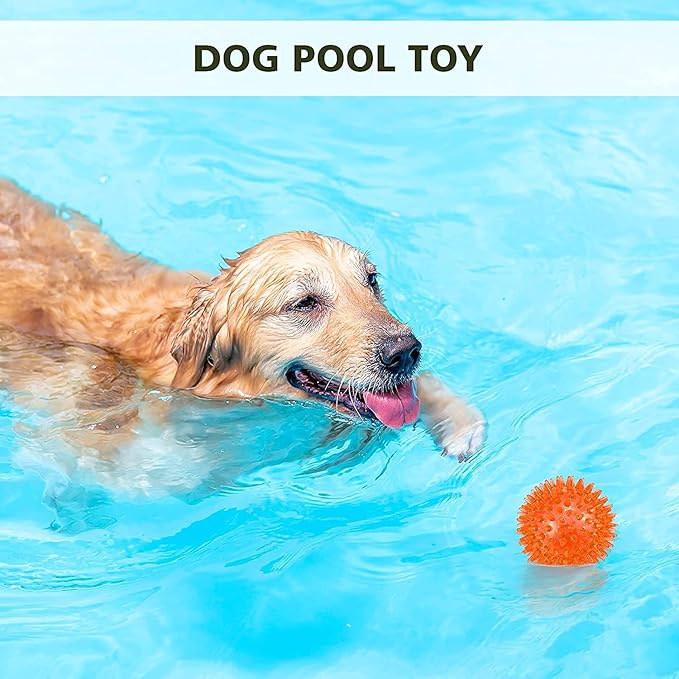 petizer 6 Pack 3.5” Squeaky Dog Toy Balls, Floating Pool Balls, Spiky Dog Balls, Durable Interactive Fetch Toys for Puppy, Dog Chew Toys for Teething (3.5", Medium/Large)