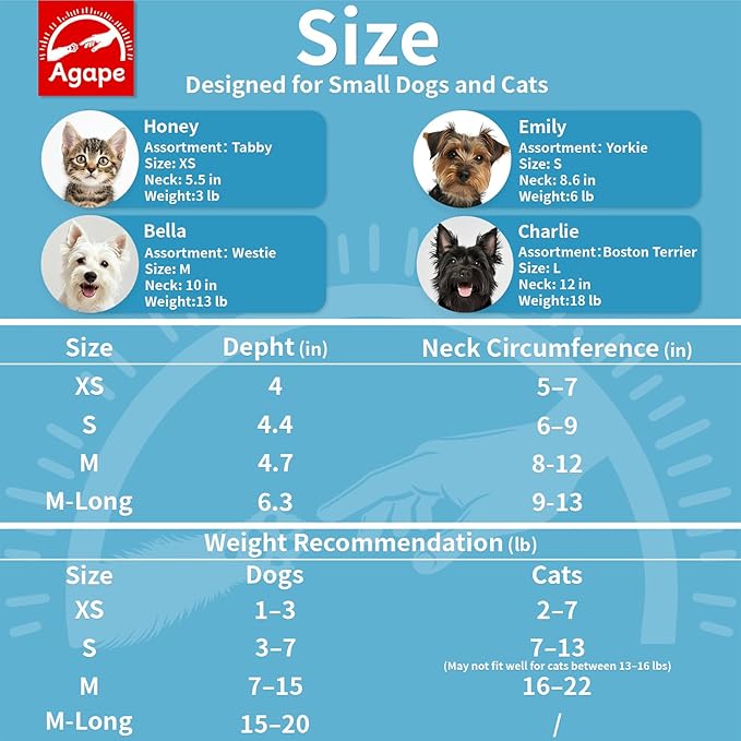 Agape Soft Dog Cone for Small Dogs & Cats, Comfy Dogs Recovery Collar After Surgery, Adjustable E Collar Alternative to Stop Licking, Protective Elizabethan Cones for Pup&Kitty, Comfortable Dog Cones