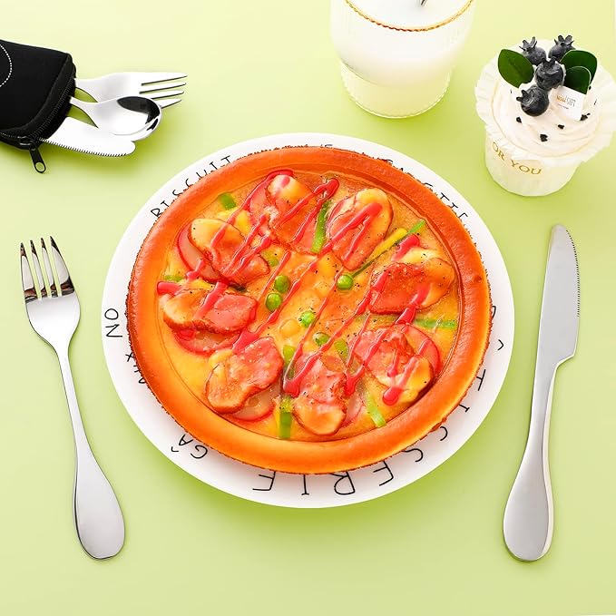 7 Pieces Bariatric Eating Portion Control Flatware Bariatric Management Silverware Serving Spoons Forks Knives Stainless Steel Weight Loss Utensils with Fabric Storage Bag